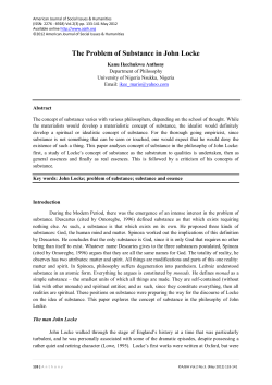 The Problem of Substance in John Locke