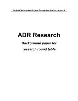ADR Research Background Paper for Research Round Table