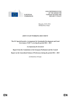 The EU Special Incentive Arrangement for - EEAS