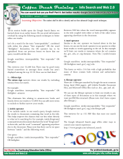 Google Search Advanced Techniques, 1/7/2009, PDF format