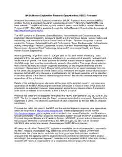 NASA Human Exploration Research Opportunities (HERO