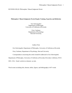 Philosophers` Biased Judgments Persist Despite