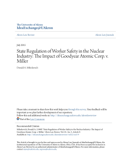 State Regulation of Worker Safety in the Nuclear Industry: The