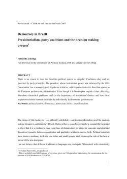 Democracy in Brazil Presidentialism, party coalitions
