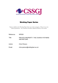 Private Property: The Church Fathers and Beyond