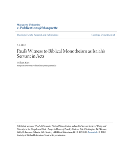 Paul`s Witness to Biblical Monotheism as Isaiah`s Servant in Acts
