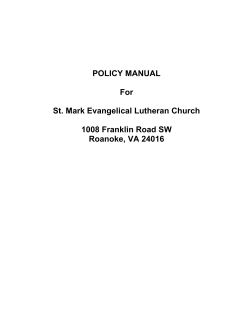 POLICY MANUAL For St. Mark Evangelical Lutheran Church 1008