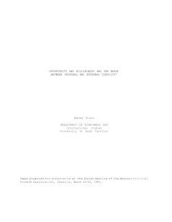 Opportunity and and external conflict