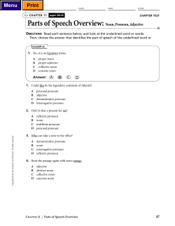 Parts of Speech Overview: Noun, Pronoun, Adjective
