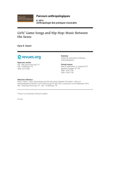 Girls` Game-Songs and Hip-Hop: Music Between the Sexes
