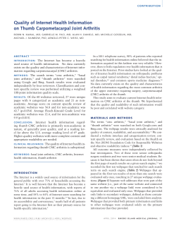 Quality of Internet Health Information on Thumb Carpometacarpal