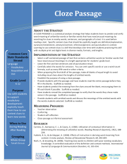 Cloze Passage - WI RtI Center