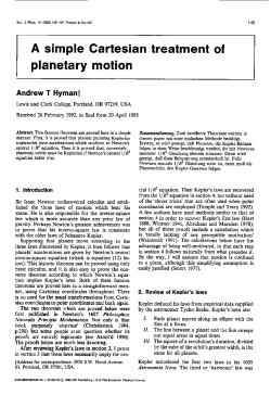 A simple Cartesian treatment of I planetary motion
