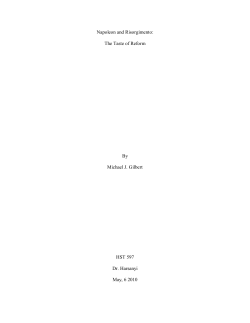 Napoleon and Risorgimento: The Taste of Reform By Michael J