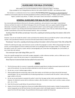 Guidelines for MLA Citations Handout