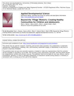 Creating Healthy Communities for Children and