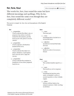 Fore/for/four homework