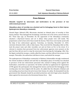 Press release in English - Persecution of Ahmadiyya Muslim