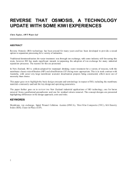 REVERSE THAT OSMOSIS, A TECHNOLOGY UPDATE WITH