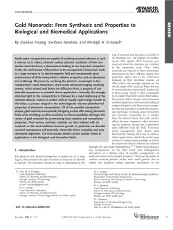Gold Nanorods: From Synthesis and Properties to Biological and