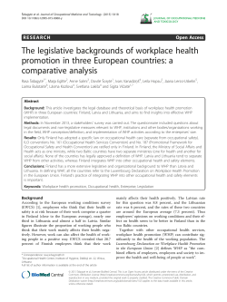 The legislative backgrounds of workplace health promotion in three