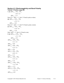 4.3 Electronegativity and Bond Polarity