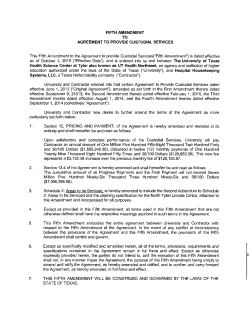 FIFTH AMENDMENT TO AGREEMENT TO PROVIDE CUSTODIAL