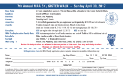 7th Annual MAA 5K / SISTER WALK ~ Sunday April 30, 2017