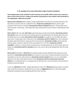 3. An example of an essay with proper usage of words and pattern