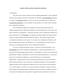 Equality, Priority, and the Levelling Down Objection