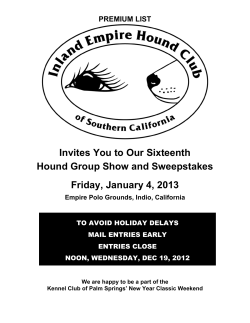 Invites You to Our Sixteenth Hound Group Show and Sweepstakes