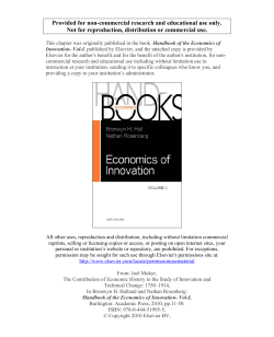 The Contribution of Economic History to the Study of Innovation and