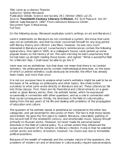 Title: Lenin as a Literary Theorist Author(s): Stefan