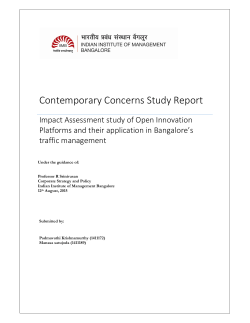 Open Innovation in Bangalore traffic - Tejas@IIMB