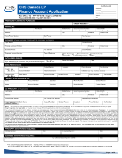 Open Account Application CHS Canada LP Finance Account