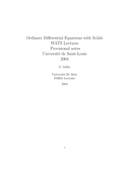 Ordinary Differential Equations with Scilab WATS Lectures