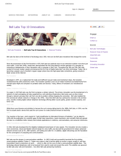 Bell Labs Top 10 Innovations - University of Texas Computer
