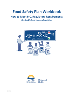 Food Safety Plan Workbook - Province of British Columbia