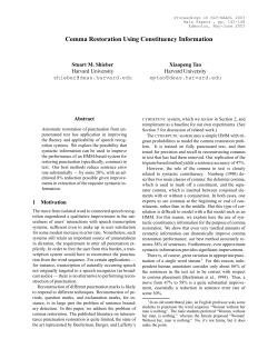 Comma Restoration Using Constituency Information