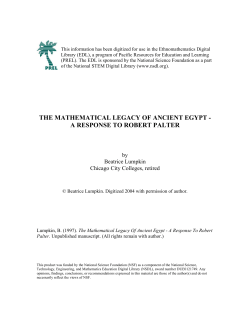 the mathematical legacy of ancient egypt - a