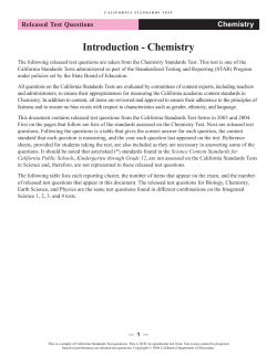 Chemistry Released Test Questions