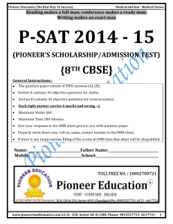 P-SAT 2014 - 15 - Pioneer Mathematics