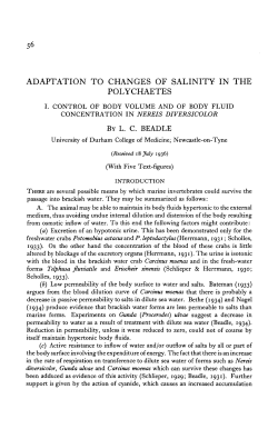 ADAPTATION TO CHANGES OF SALINITY IN THE POLYCHAETES