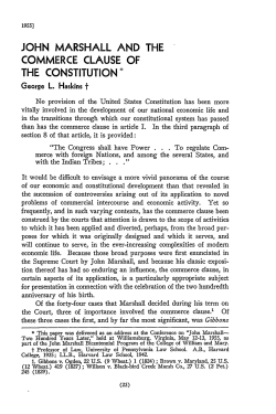 John Marshall and the Commerce Clause of the Constitution