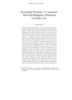 Privatizing Diversity: A Cautionary Tale from Religious Arbitration in