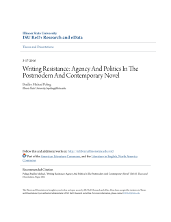 Agency And Politics In The Postmodern And Contemporary Novel