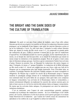 the bright and the dark sides of the culture of translation