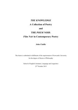 THE KNOWLEDGE A Collection of Poetry and THE POEM NOIR