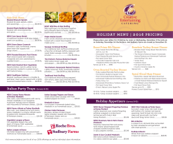 HOLIDAY MENU | 2016 PRICING Holiday Appetizers
