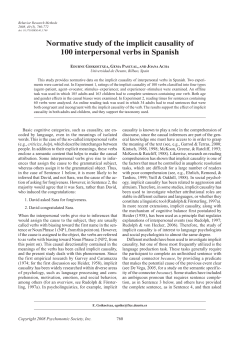 Normative study of the implicit causality of 100 interpersonal verbs in